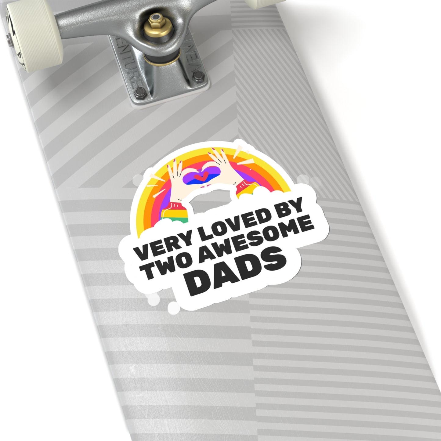 Very Loved by Two Awesome Dads - colorful rainbow Kiss-Cut Stickers