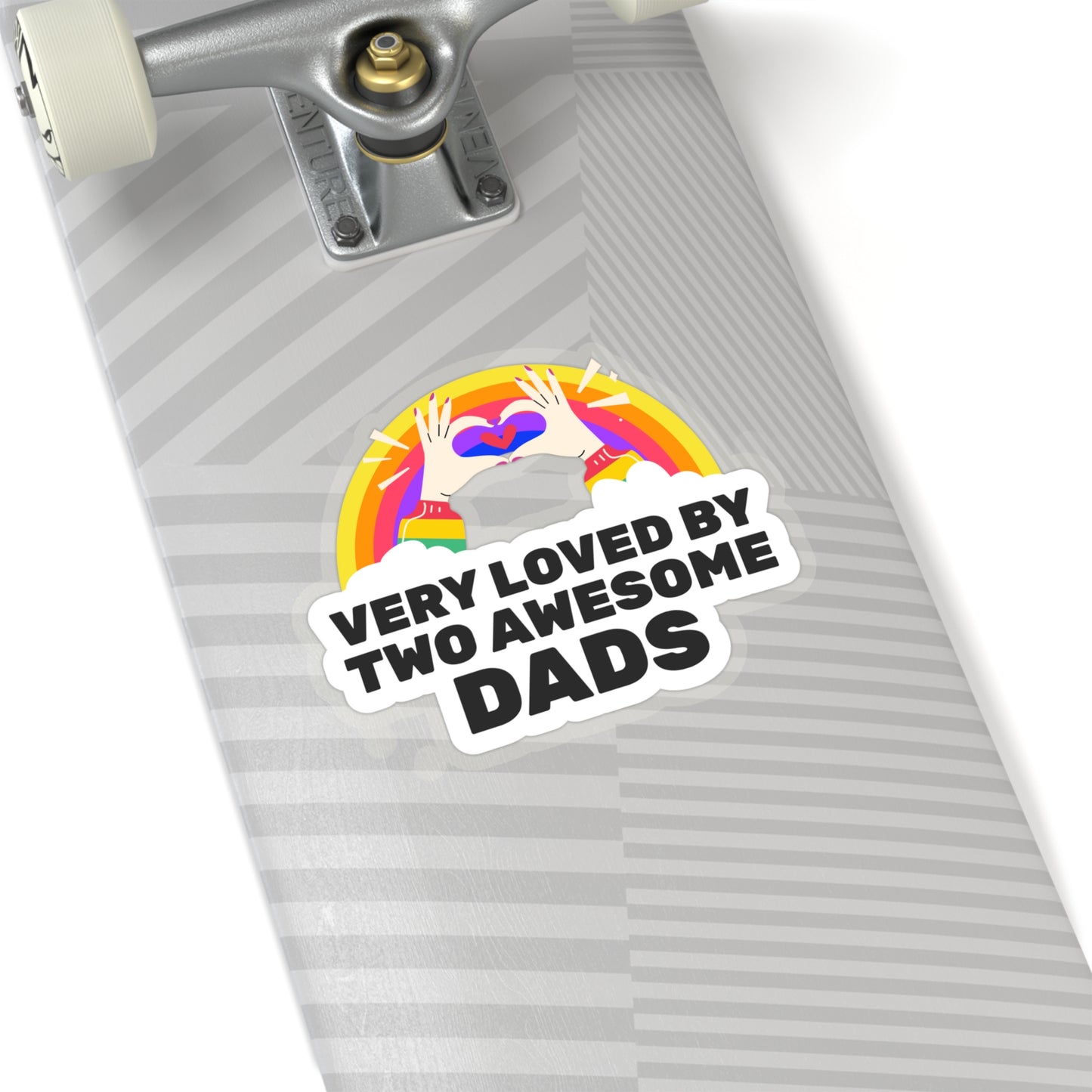 Very Loved by Two Awesome Dads - colorful rainbow Kiss-Cut Stickers