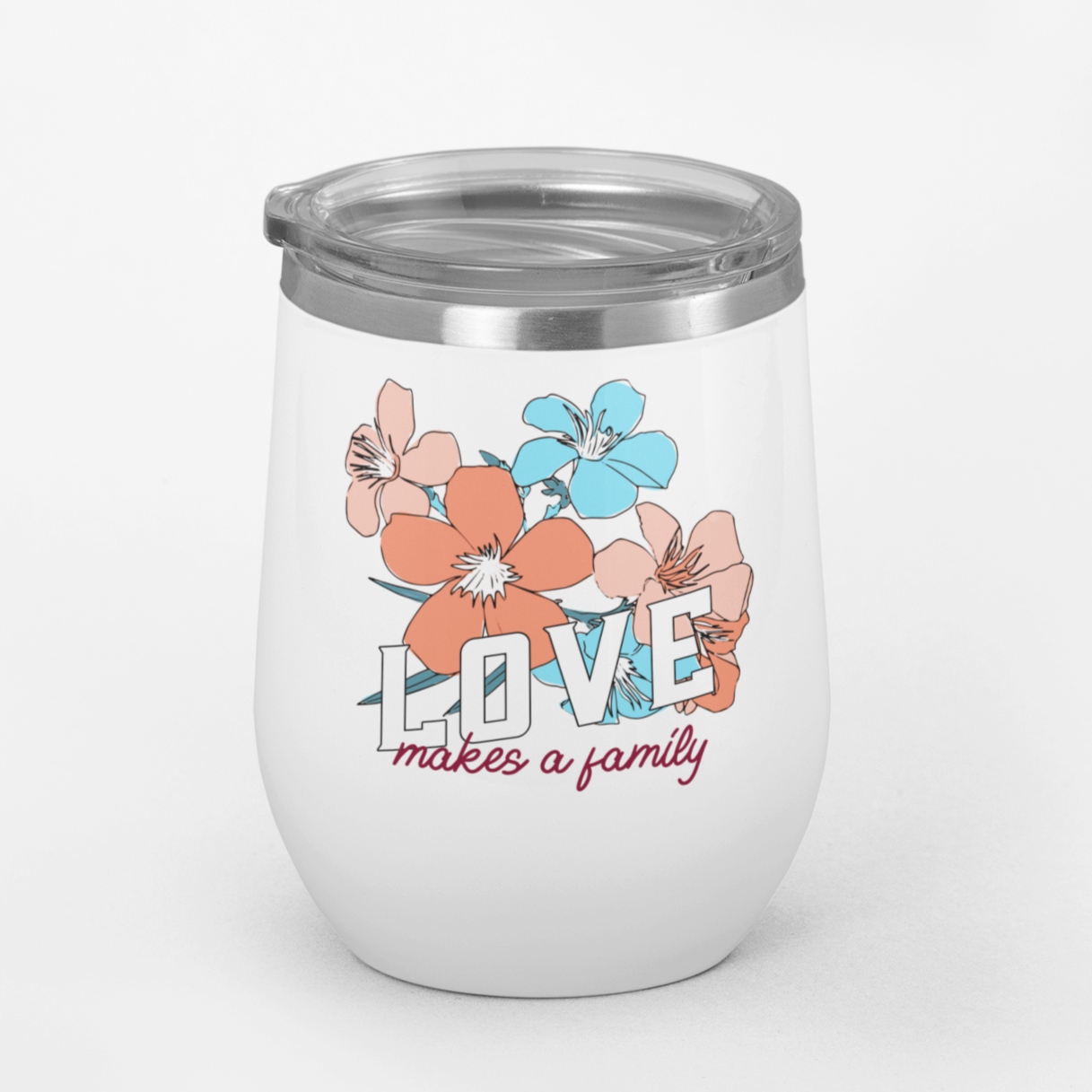 Adoption Stuff Store - adoption and foster care themed gifts, shirts and items - Love makes a Family wine tumbler