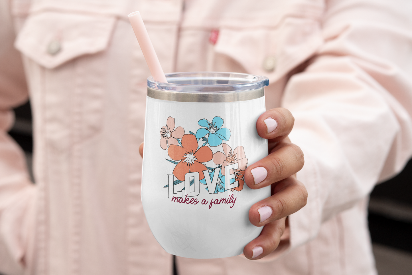 Adoption Stuff Store - adoption and foster care themed gifts, shirts and items - Love makes a Family wine tumbler