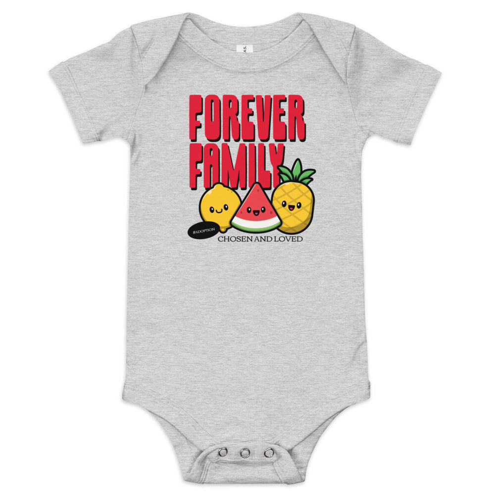 Adoption Stuff Store - Forever Family baby onesie - Chosen and Loved - #adoption - shop for adoption and foster care themed stuff