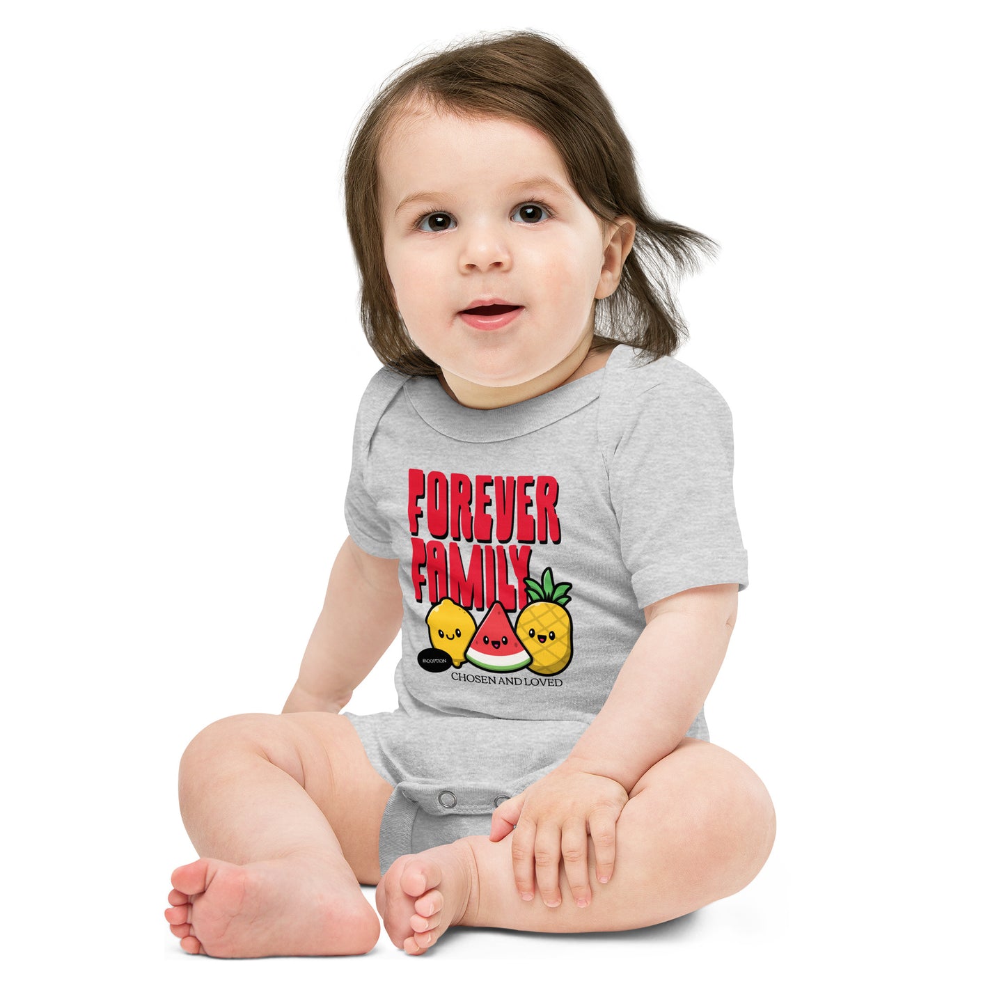 Adoption Stuff Store - Forever Family baby onesie - Chosen and Loved - #adoption - shop for adoption and foster care themed stuff