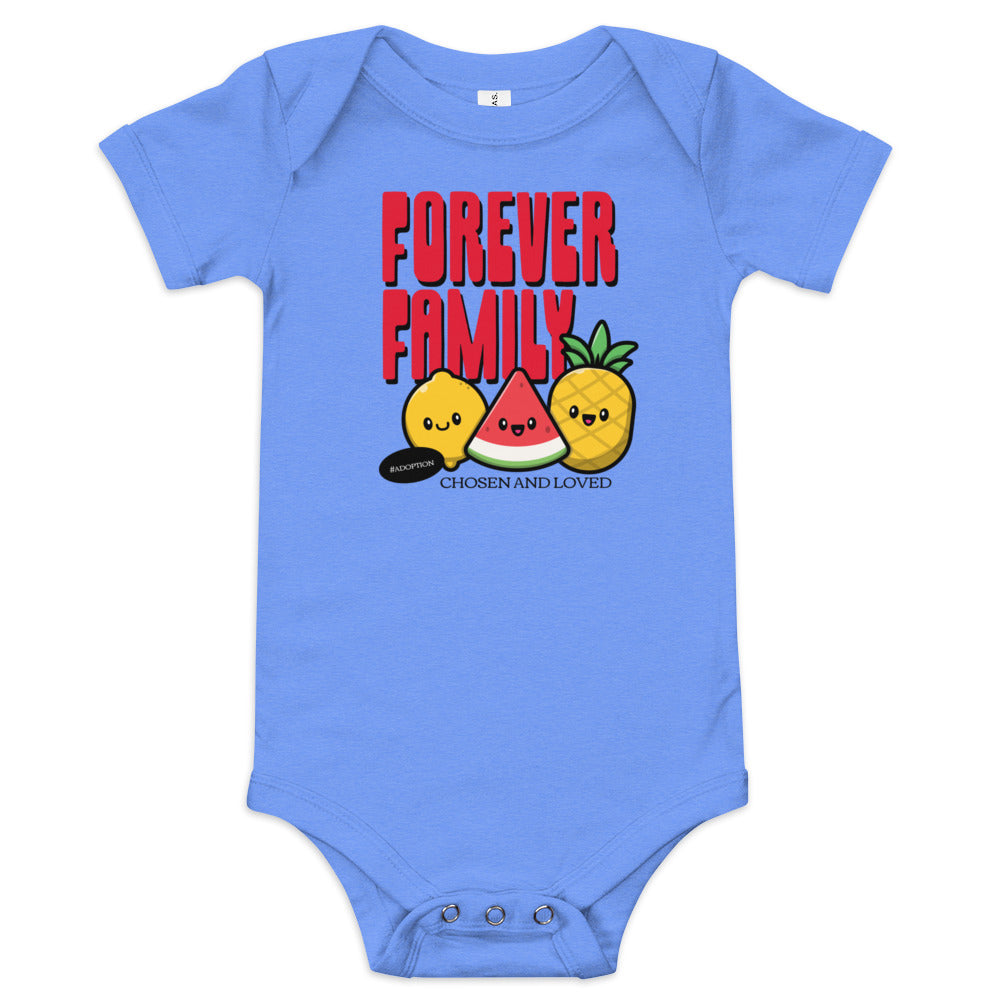 Adoption Stuff Store - Forever Family baby onesie - Chosen and Loved - #adoption - shop for adoption and foster care themed stuff