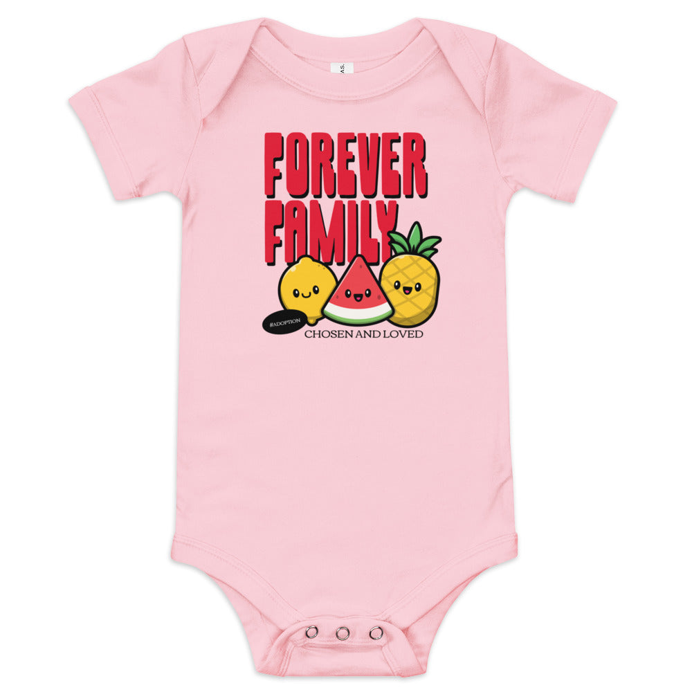 Adoption Stuff Store - Forever Family baby onesie - Chosen and Loved - #adoption - shop for adoption and foster care themed stuff