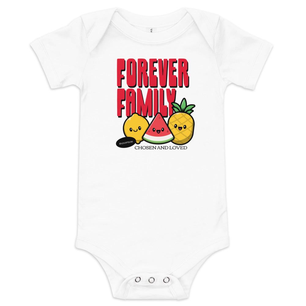 Adoption Stuff Store - Forever Family baby onesie - Chosen and Loved - #adoption - shop for adoption and foster care themed stuff