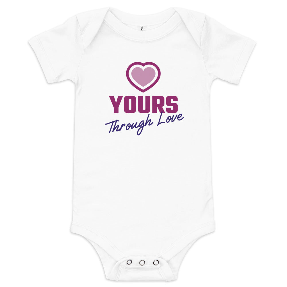 YOURS through love - sweet baby one piece with a heart design