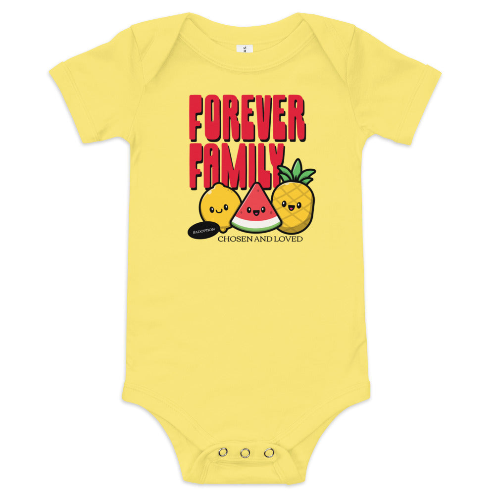 Adoption Stuff Store - Forever Family baby onesie - Chosen and Loved - #adoption - shop for adoption and foster care themed stuff