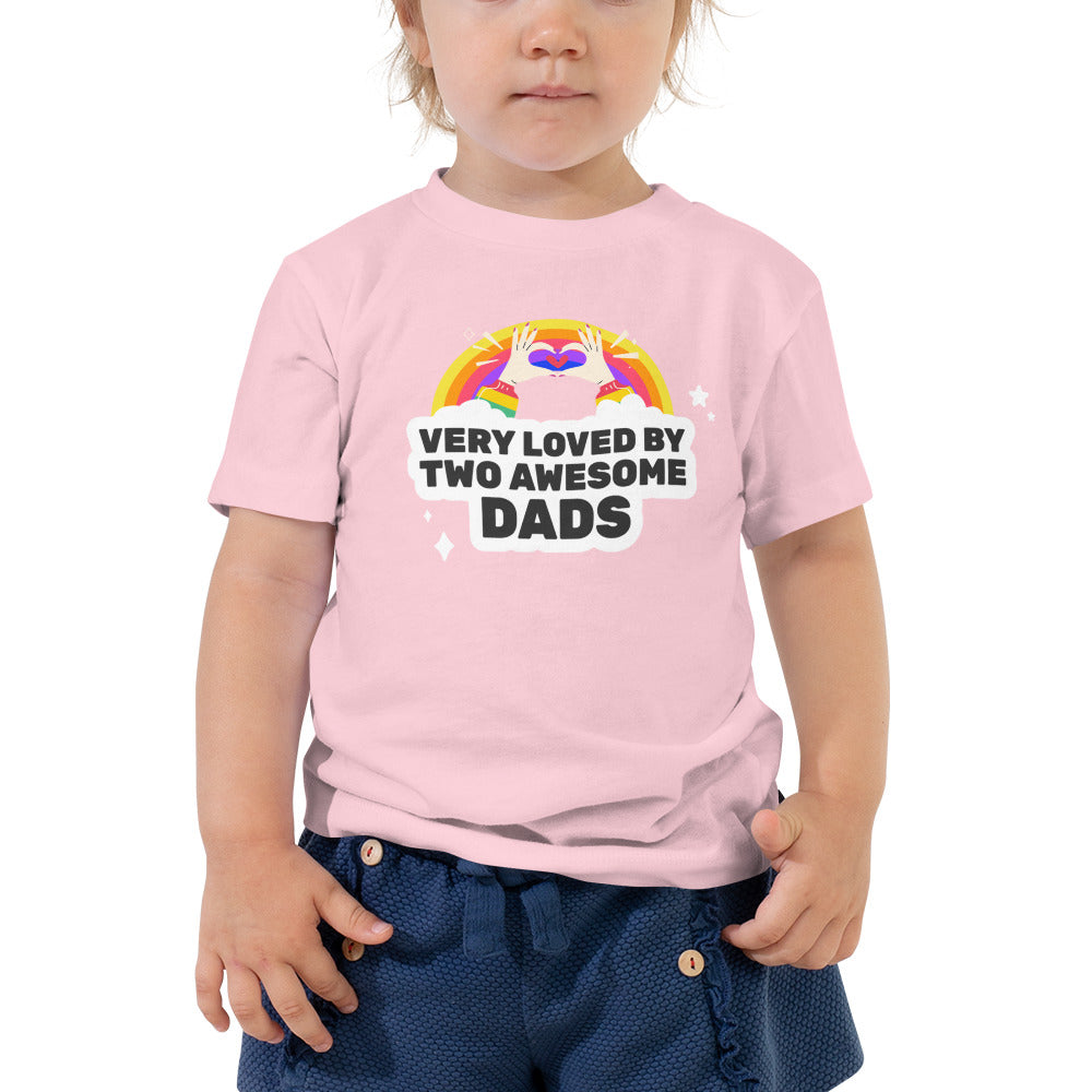 Very Loved by two Awesome Dads - inclusive rainbow LBGTQ+ shirt for gay dads - Adoption Stuff Store