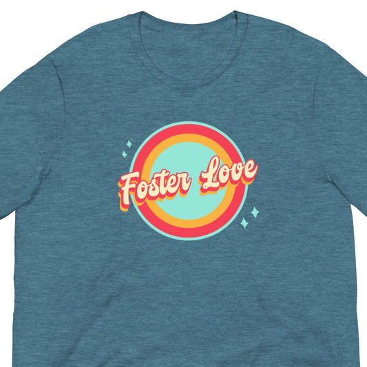 LOVE - Foster Love - Creative retro design t-shirt to show foster care support and love- Adoption Stuff Store - adoption and foster care themed gifts and items