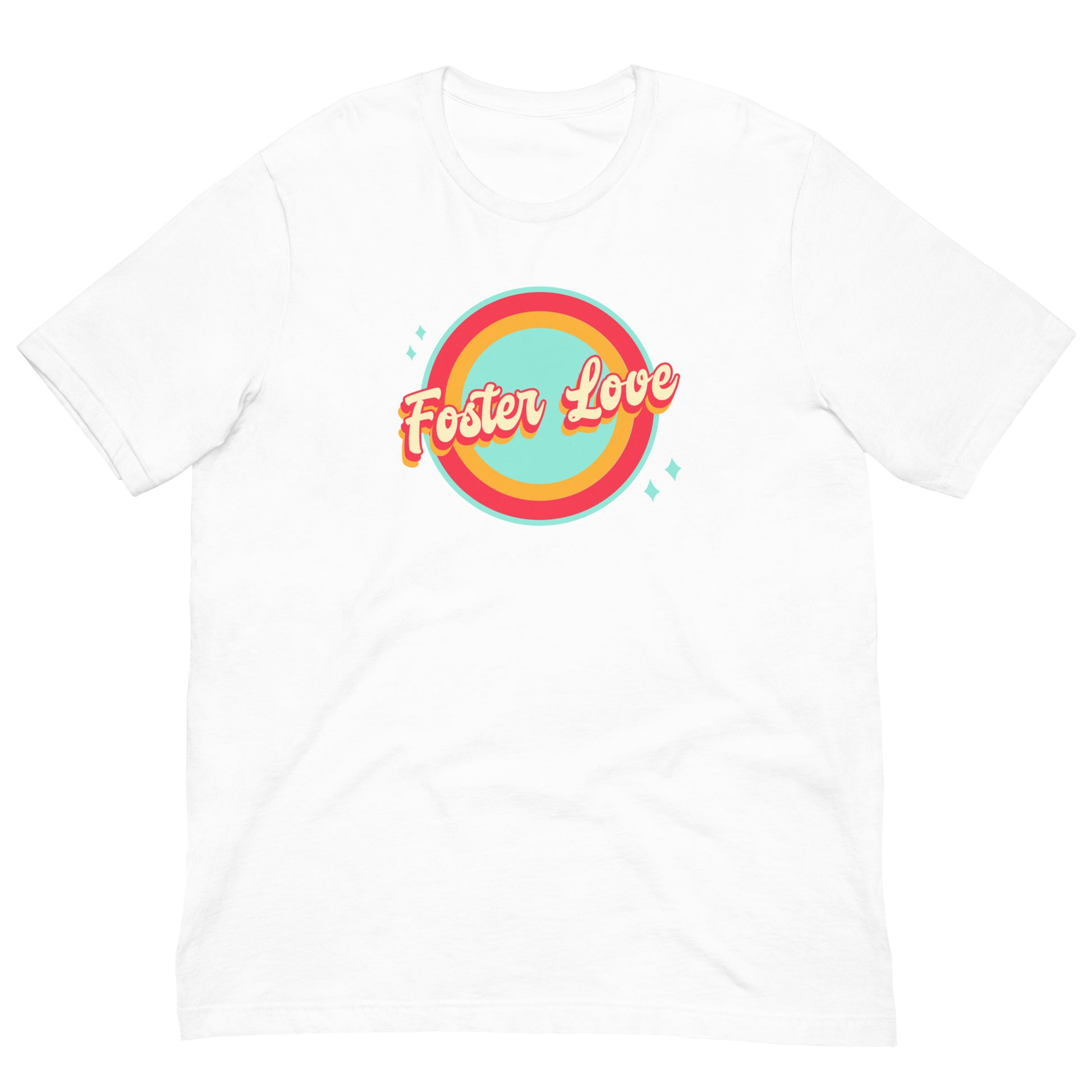 LOVE - Foster Love - Creative retro design t-shirt to show foster care support and love- Adoption Stuff Store - adoption and foster care themed gifts and items