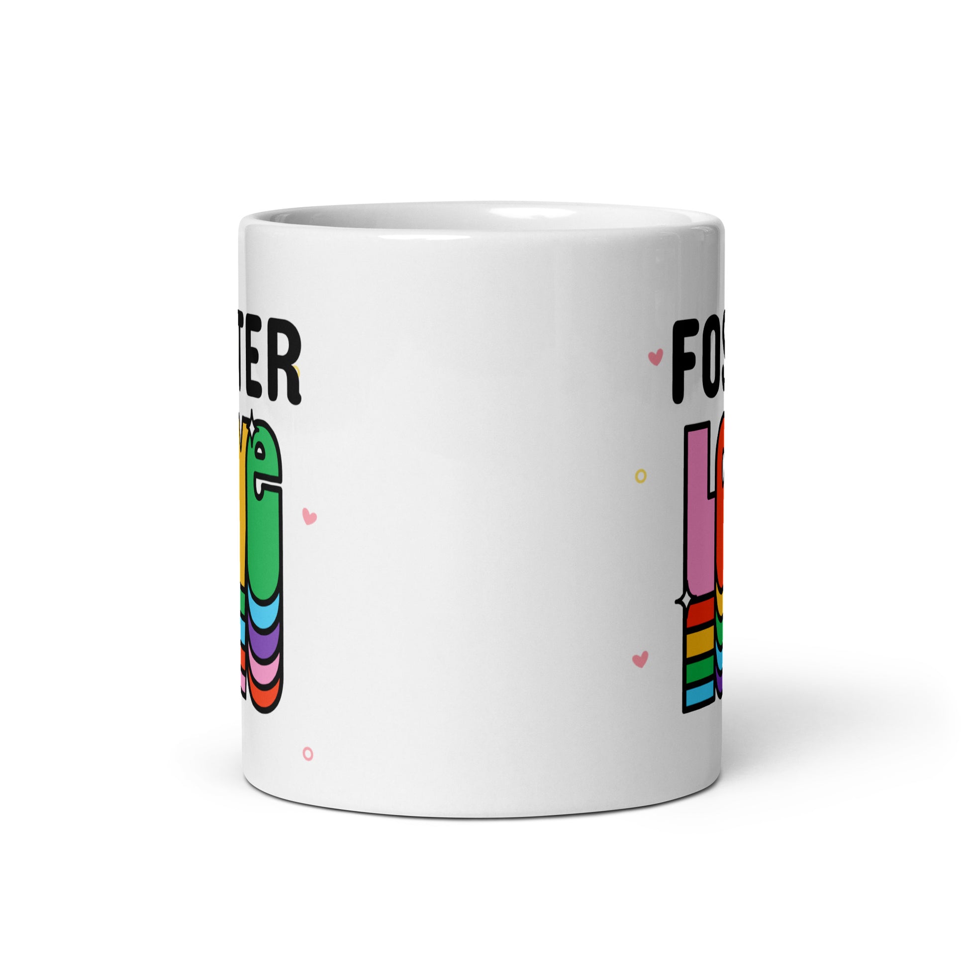 Adoption Stuff Store mug - Love makes a family - adoption and foster care themed rainbow mug gifts