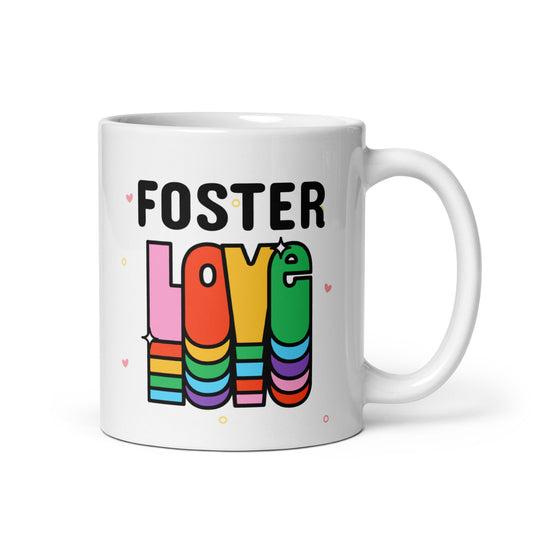 Adoption Stuff Store mug - Love makes a family - adoption and foster care themed items - rainbow - LGBTQIA