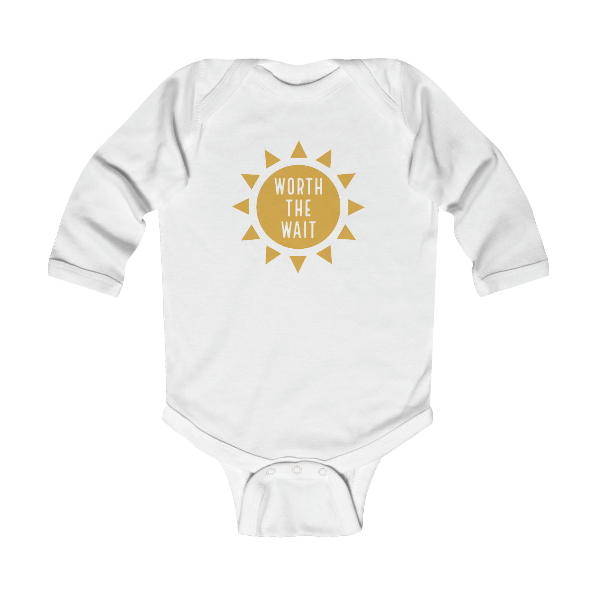 WORTH THE WAIT - Infant Long Sleeve Bodysuit - Adoption Stuff Store, White / 6M, Kids clothes