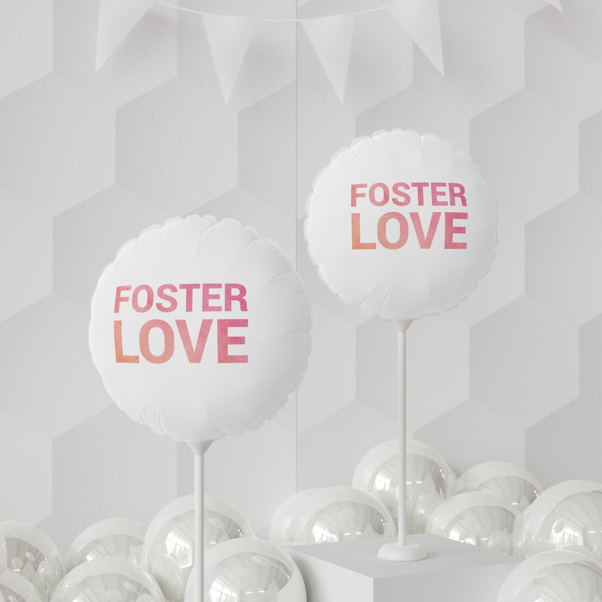 FOSTER LOVE - white Balloon (Round), 11" - Adoption Stuff Store, , party