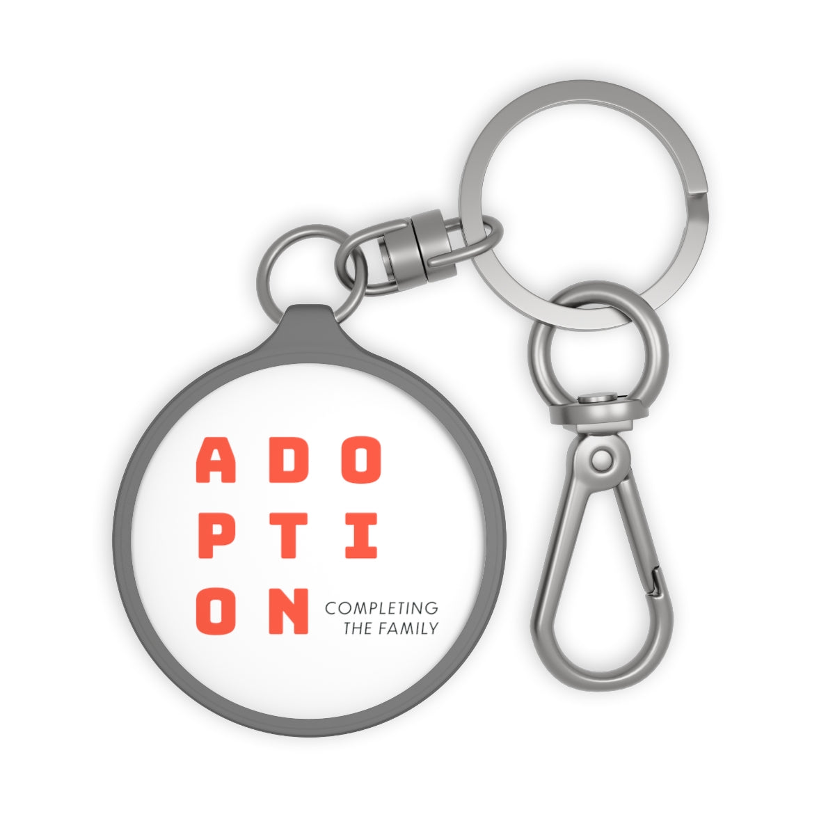 ADOPTION - Completing the Family - on Keyring Tag - Adoption Stuff Store, One size / Grey, key chain