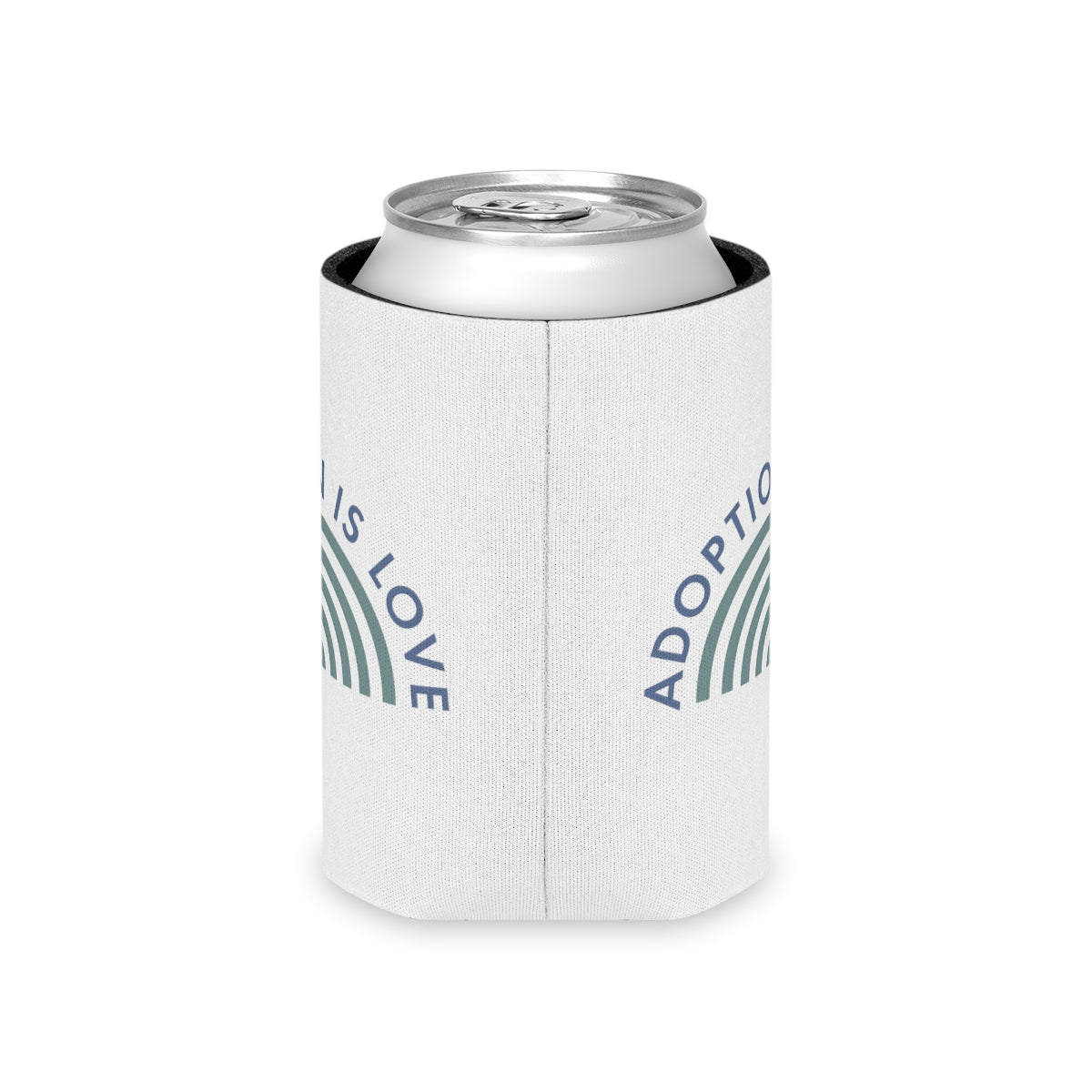 Adoption is Love - design on a white Can Cooler - Adoption Stuff Store