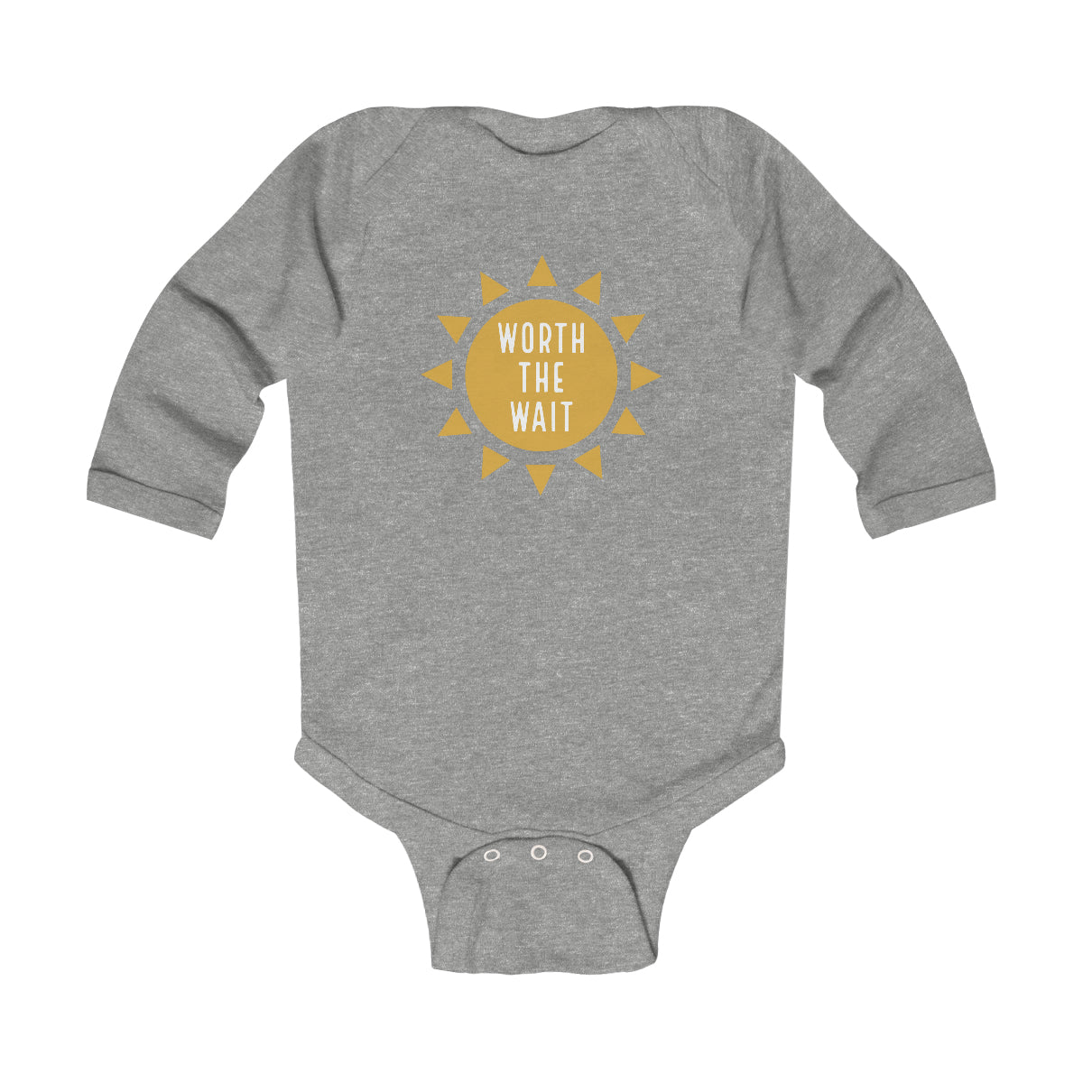 WORTH THE WAIT - Infant Long Sleeve Bodysuit - Adoption Stuff Store, Heather / 6M, Kids clothes