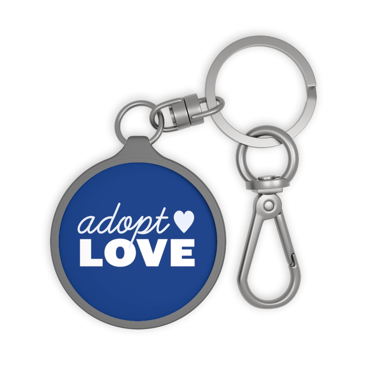 Adopt Love - on blue Keyring Tag - Adoption Stuff Store, One size / Grey, key chain