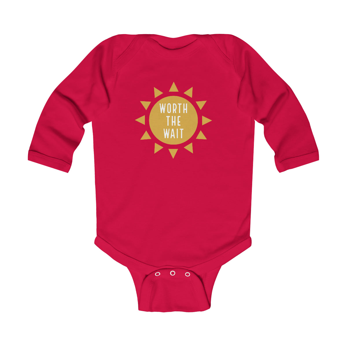 WORTH THE WAIT - Infant Long Sleeve Bodysuit - Adoption Stuff Store, Red / 6M, Kids clothes