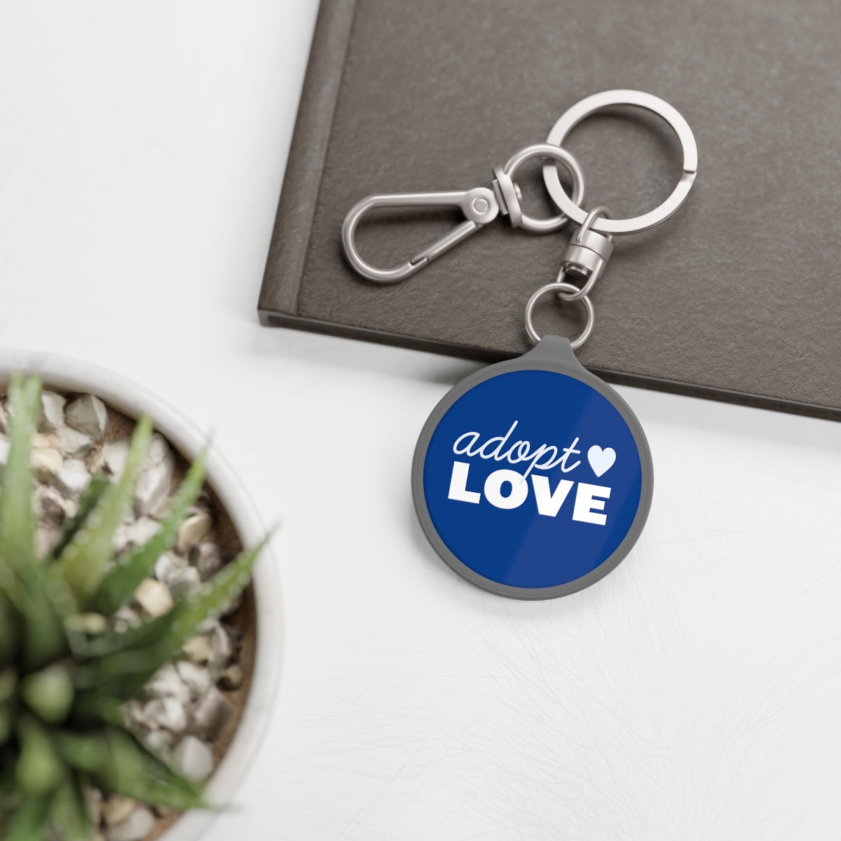 Adopt Love - on blue Keyring Tag - Adoption Stuff Store, , key chain