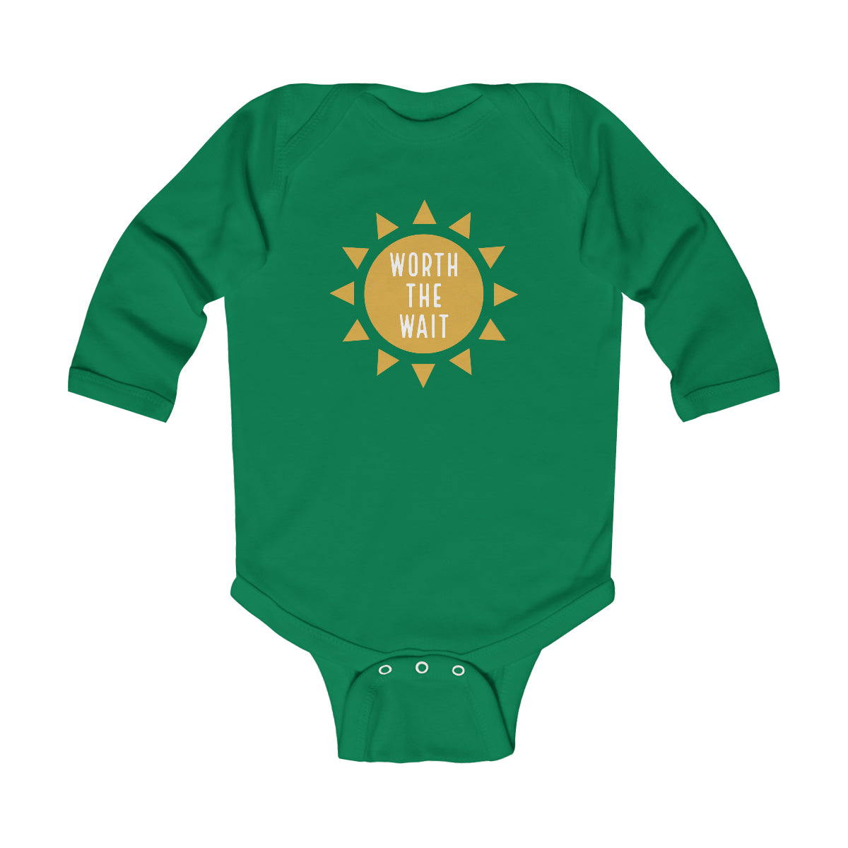 WORTH THE WAIT - Infant Long Sleeve Bodysuit - Adoption Stuff Store, Kelly / 18M, Kids clothes