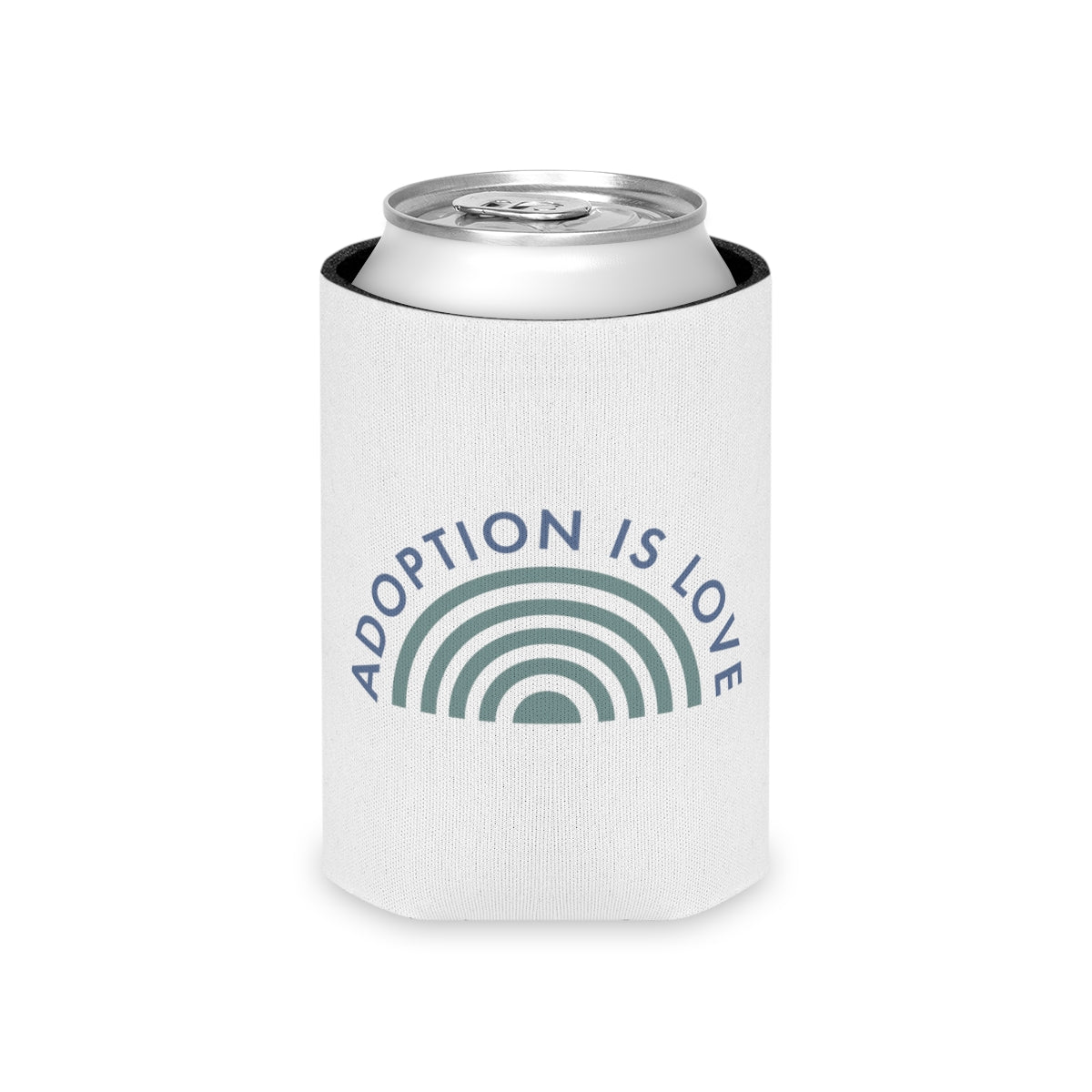 Adoption is Love - design on a white Can Cooler - Adoption Stuff Store