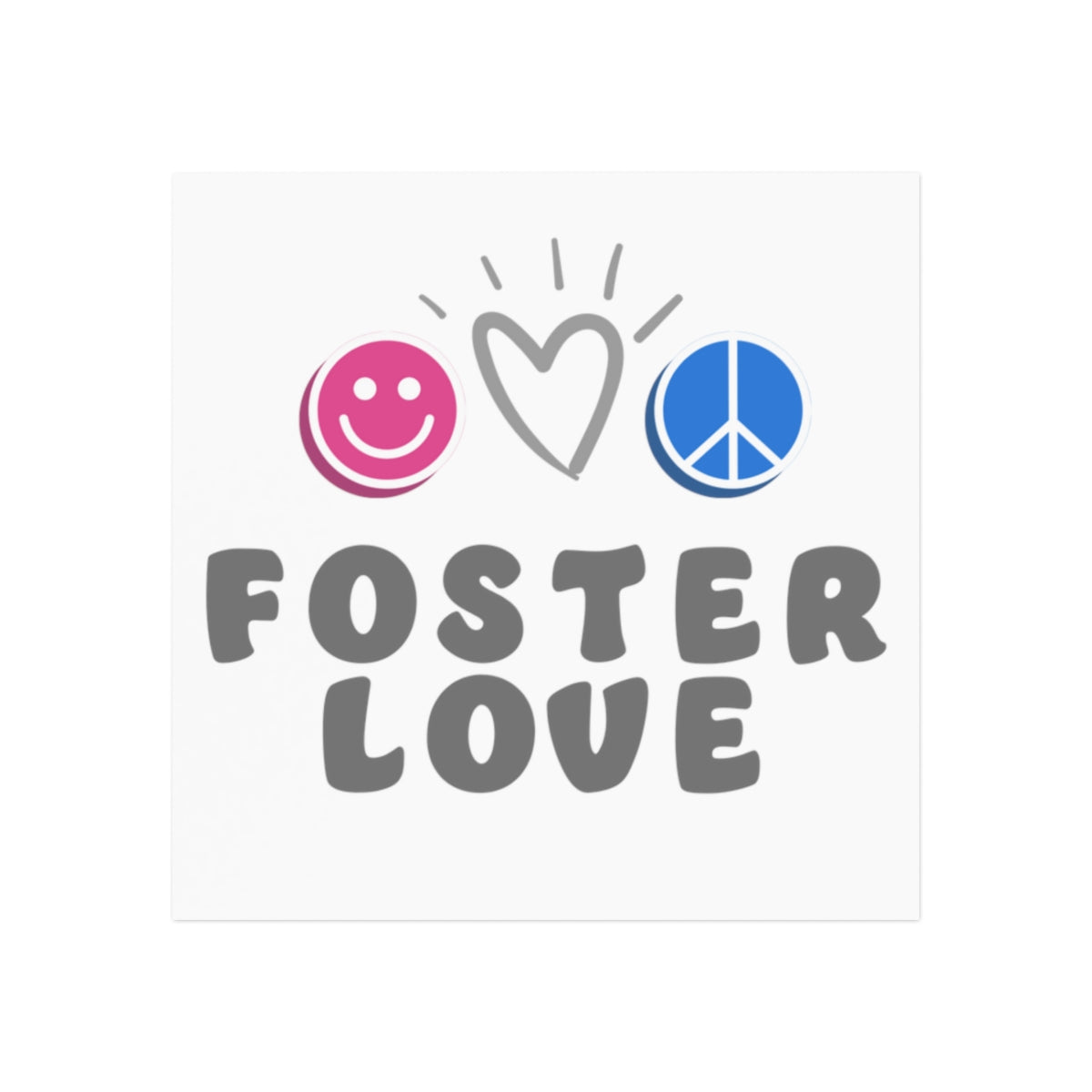 Magnet - FOSTER LOVE - retro vibe design on white - Adoption Stuff Store, 3" x 3" / Square / 1 pc, magnet