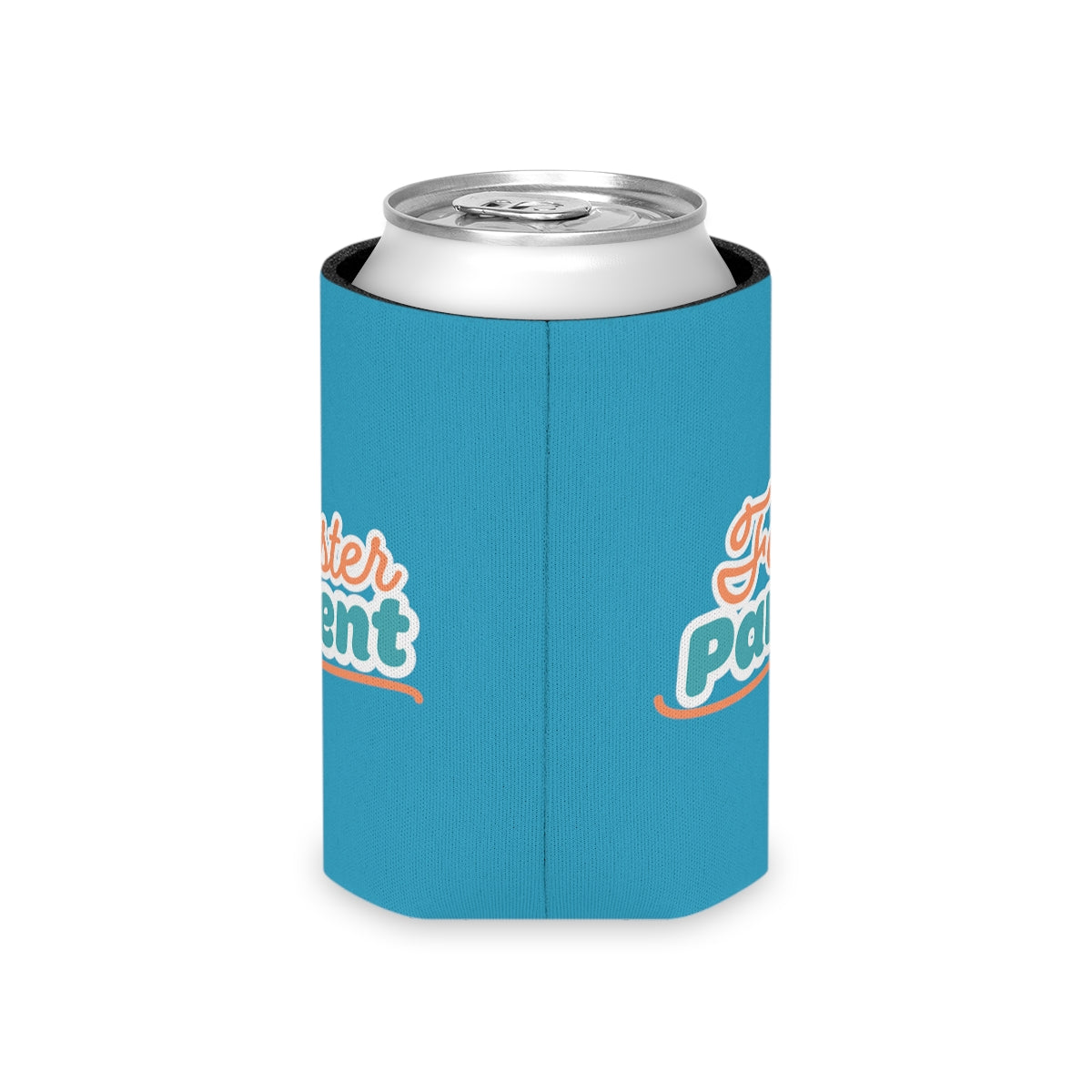 Foster Parent - retro design on an turquoise Can Cooler - Adoption Stuff Store