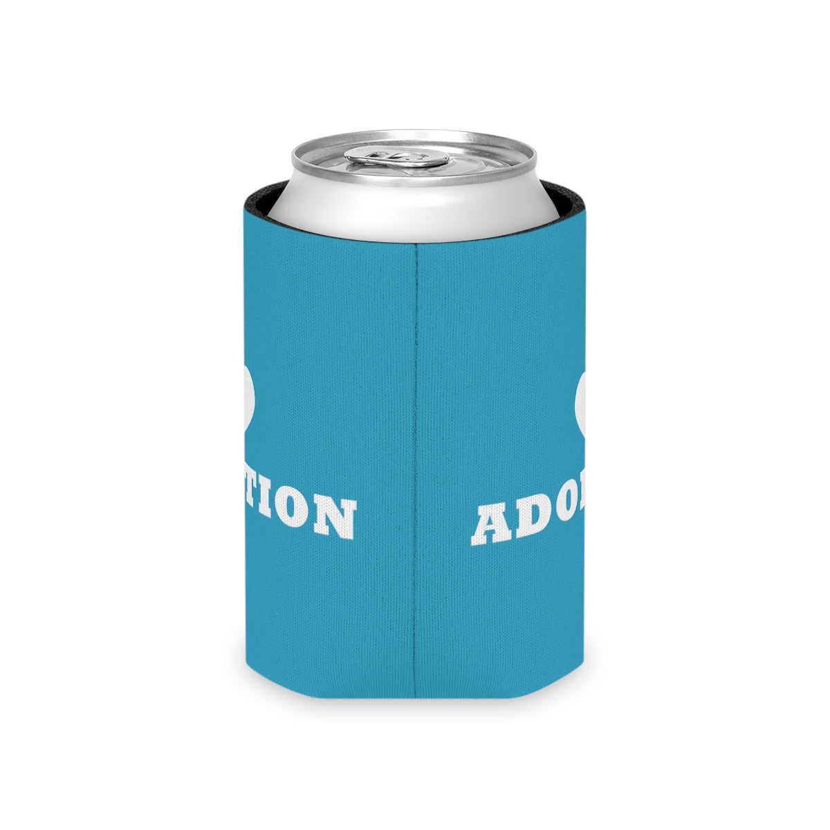 Heart Adoption - simple design on an turquoise Can Cooler - Adoption Stuff Store