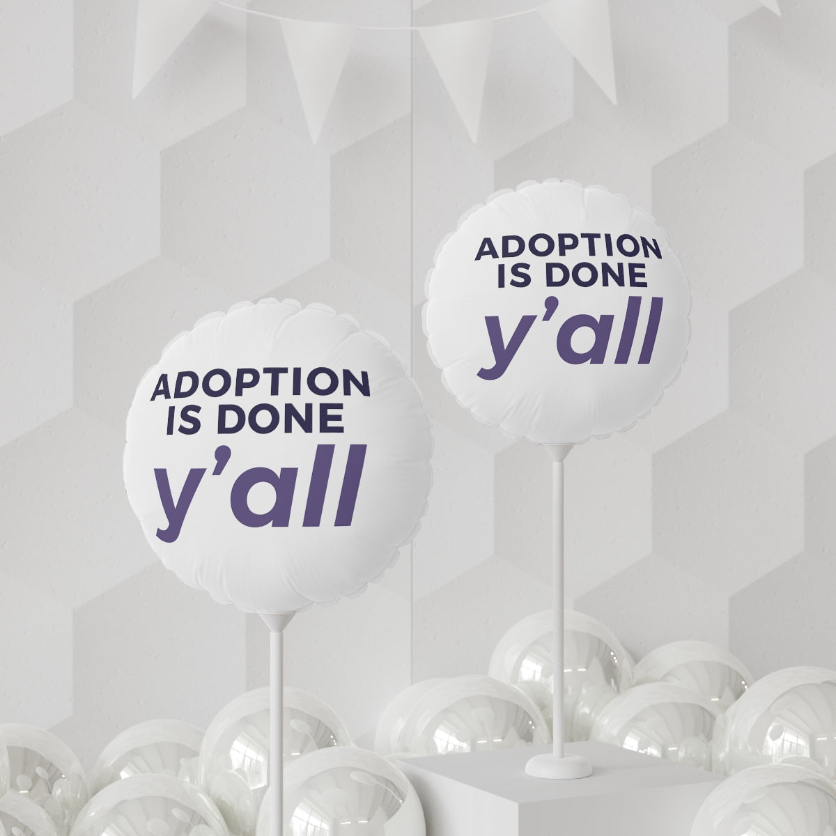 Adoption is Done Y'all - white Balloon (Round), 11" - Adoption Stuff Store, , party