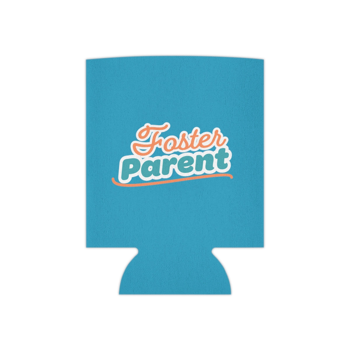 Foster Parent - retro design on an turquoise Can Cooler - Adoption Stuff Store