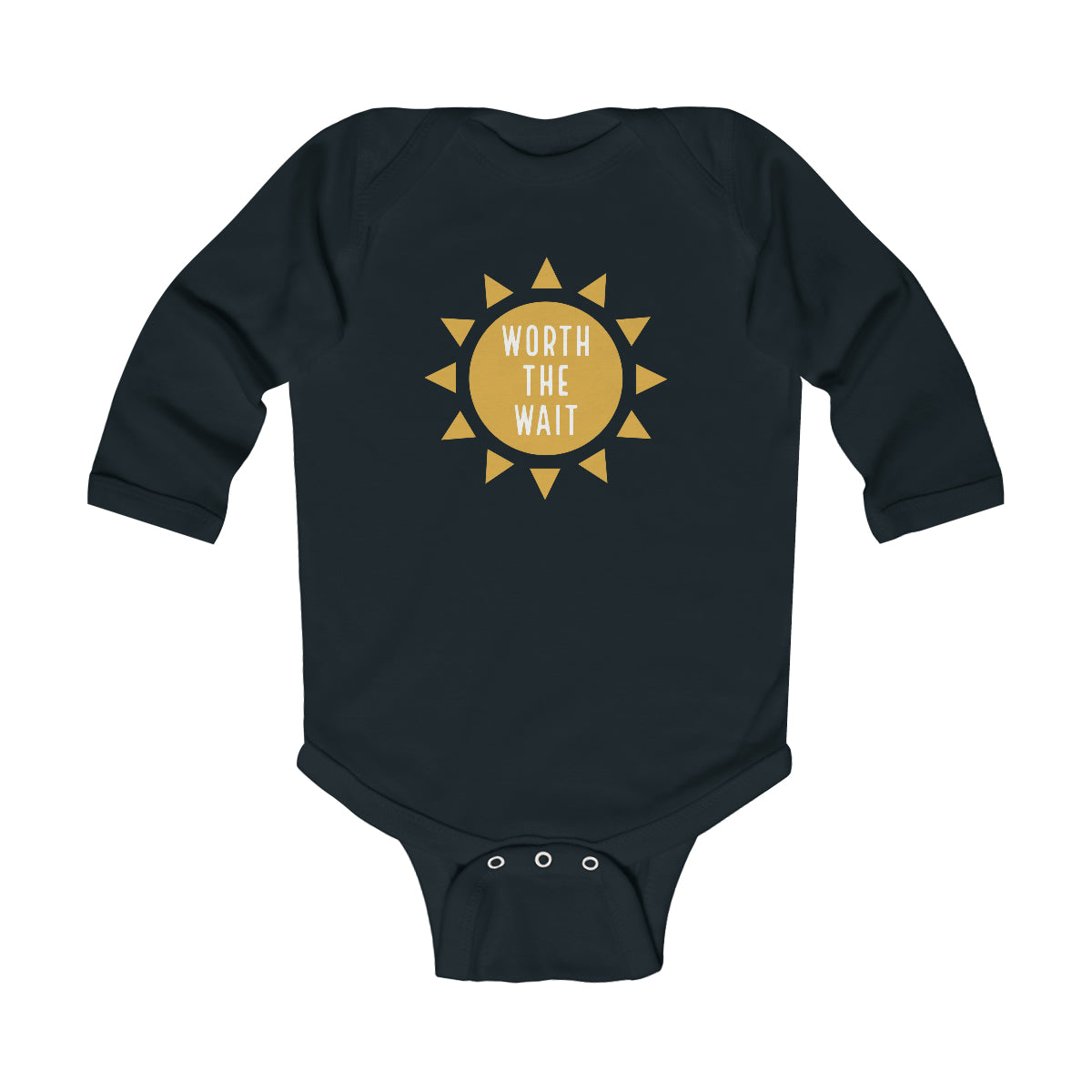 WORTH THE WAIT - Infant Long Sleeve Bodysuit - Adoption Stuff Store, Black / 6M, Kids clothes