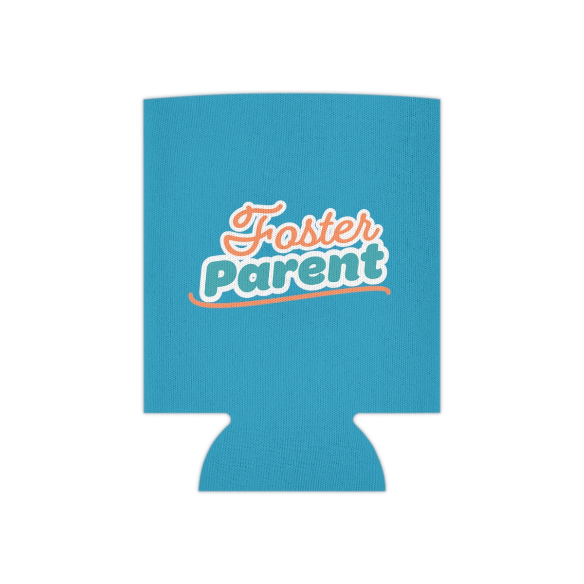 Foster Parent - retro design on an turquoise Can Cooler - Adoption Stuff Store