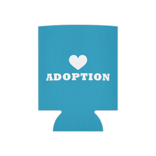 Heart Adoption - simple design on an turquoise Can Cooler - Adoption Stuff Store