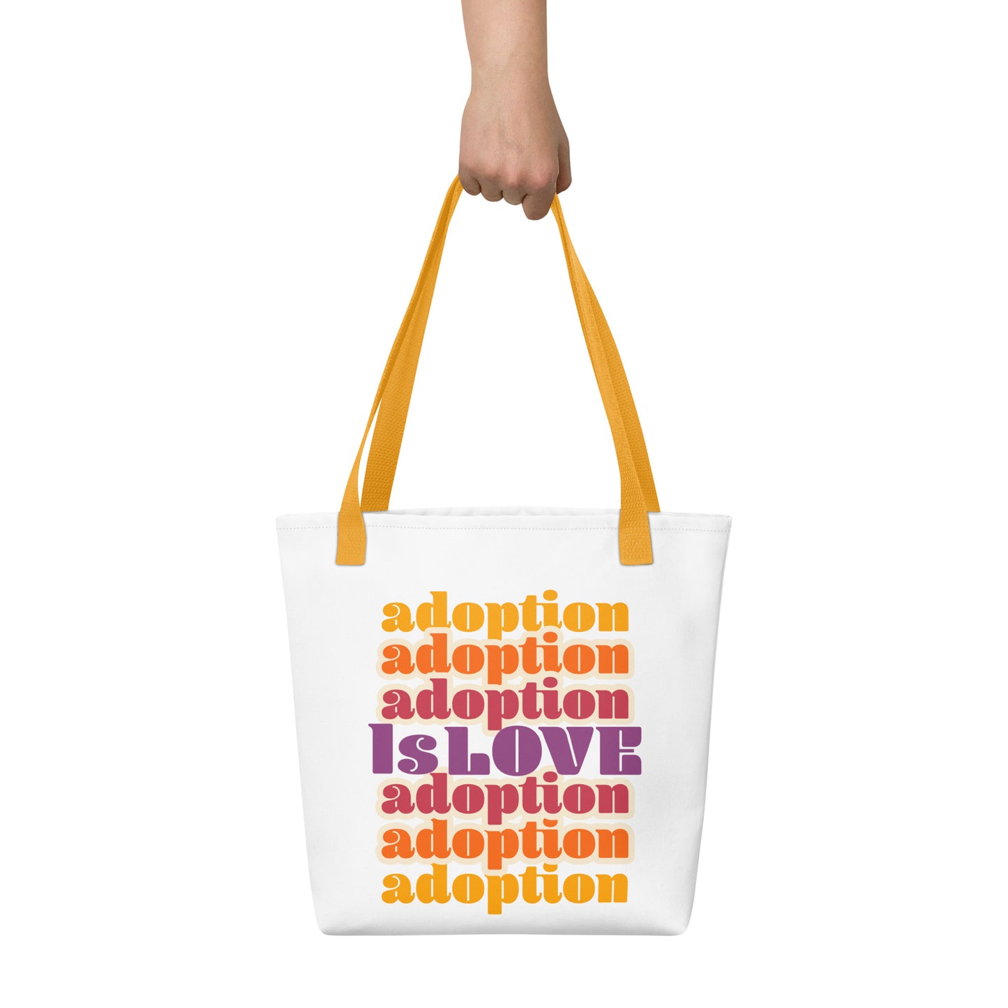 Adoption Stuff Store Adoption is Love tote bag with retro design