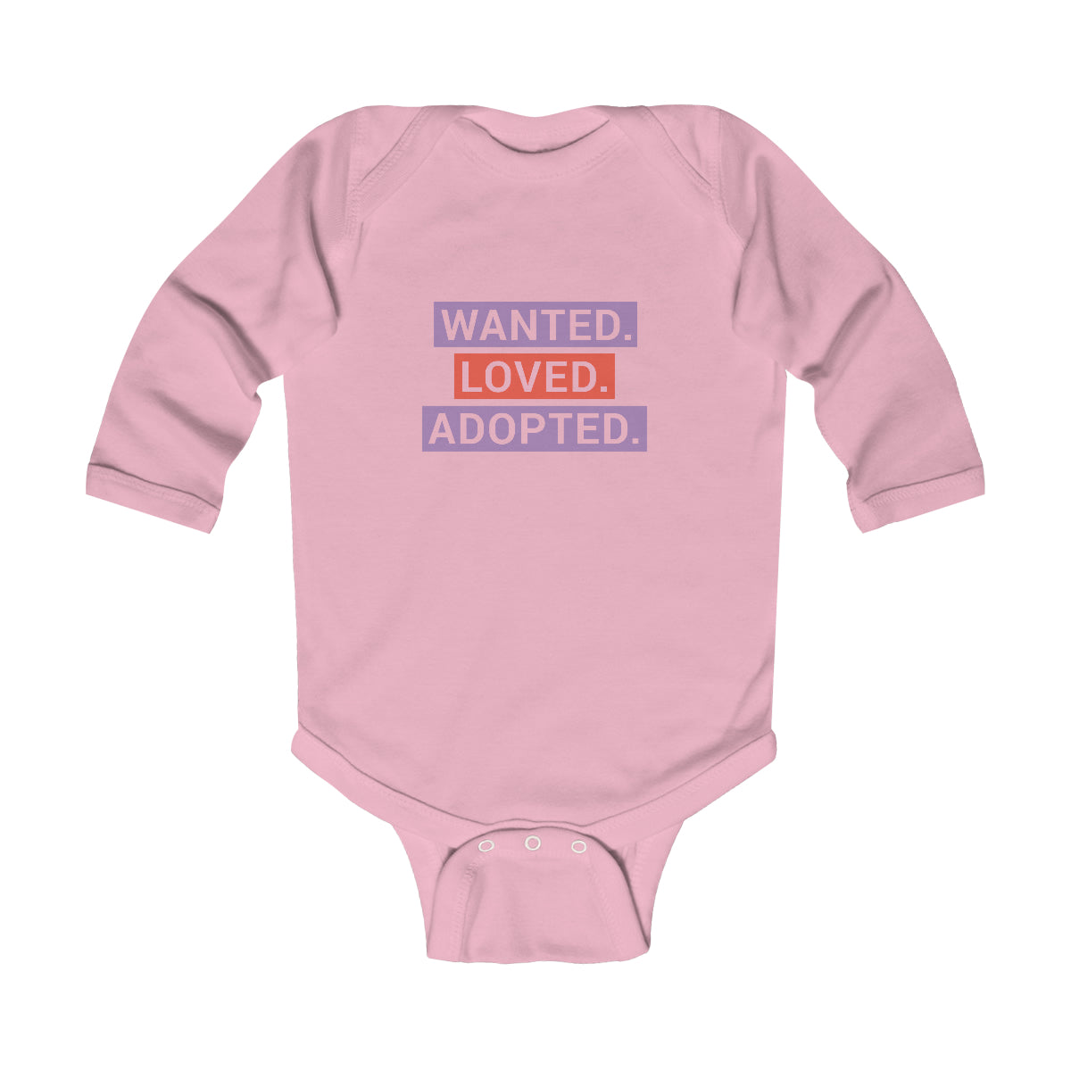 WANTED. LOVED. ADOPTED. - Infant Long Sleeve Bodysuit - Adoption Stuff Store, Pink / 6M, Kids clothes