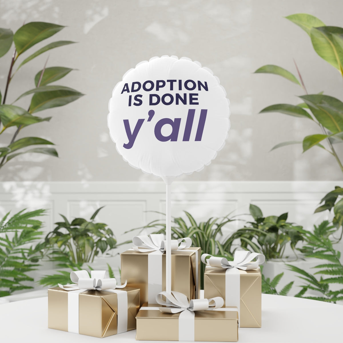 Adoption is Done Y'all - white Balloon (Round), 11" - Adoption Stuff Store, , party