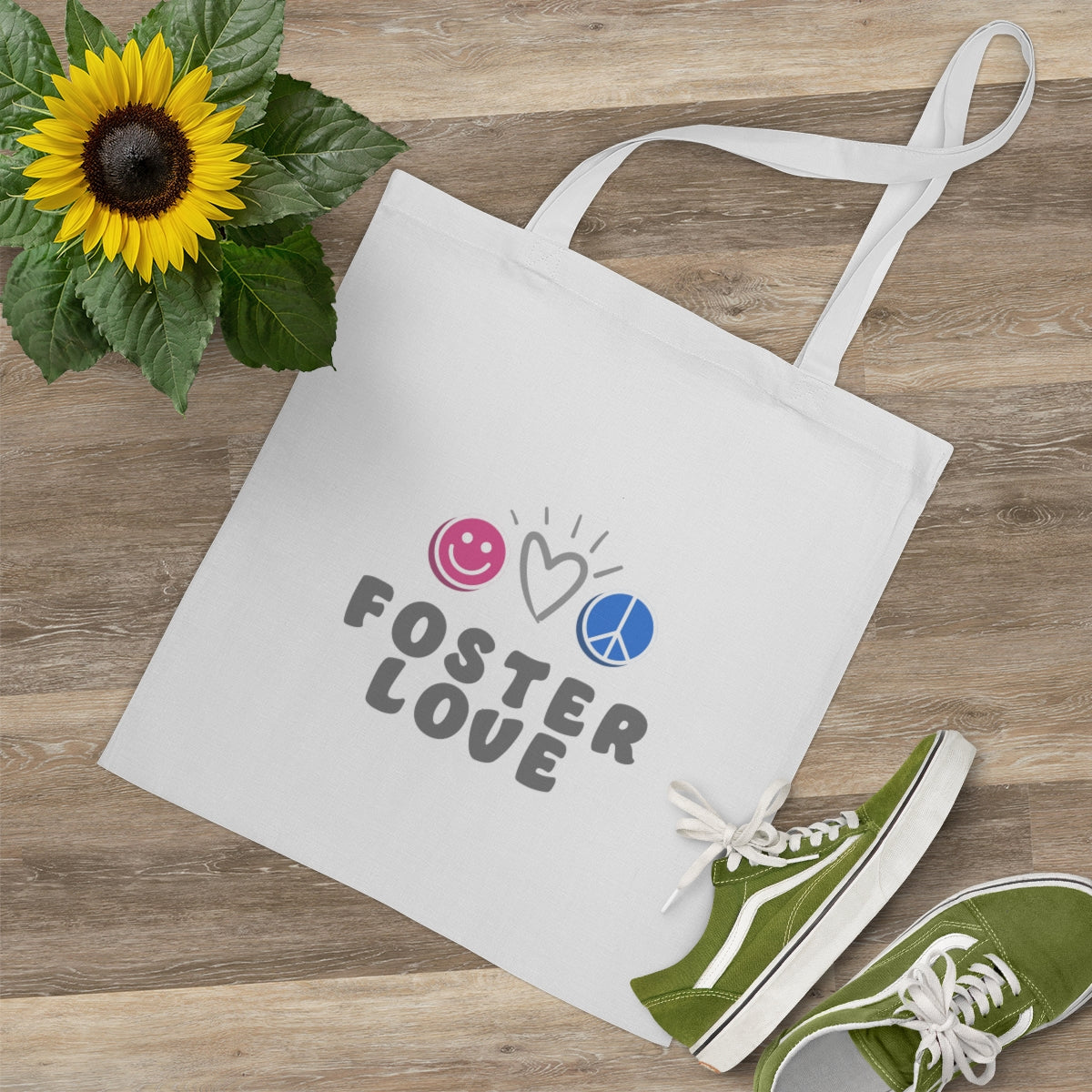 FOSTER LOVE - retro vibe canvas tote bag - Adoption Stuff Store, , Bags