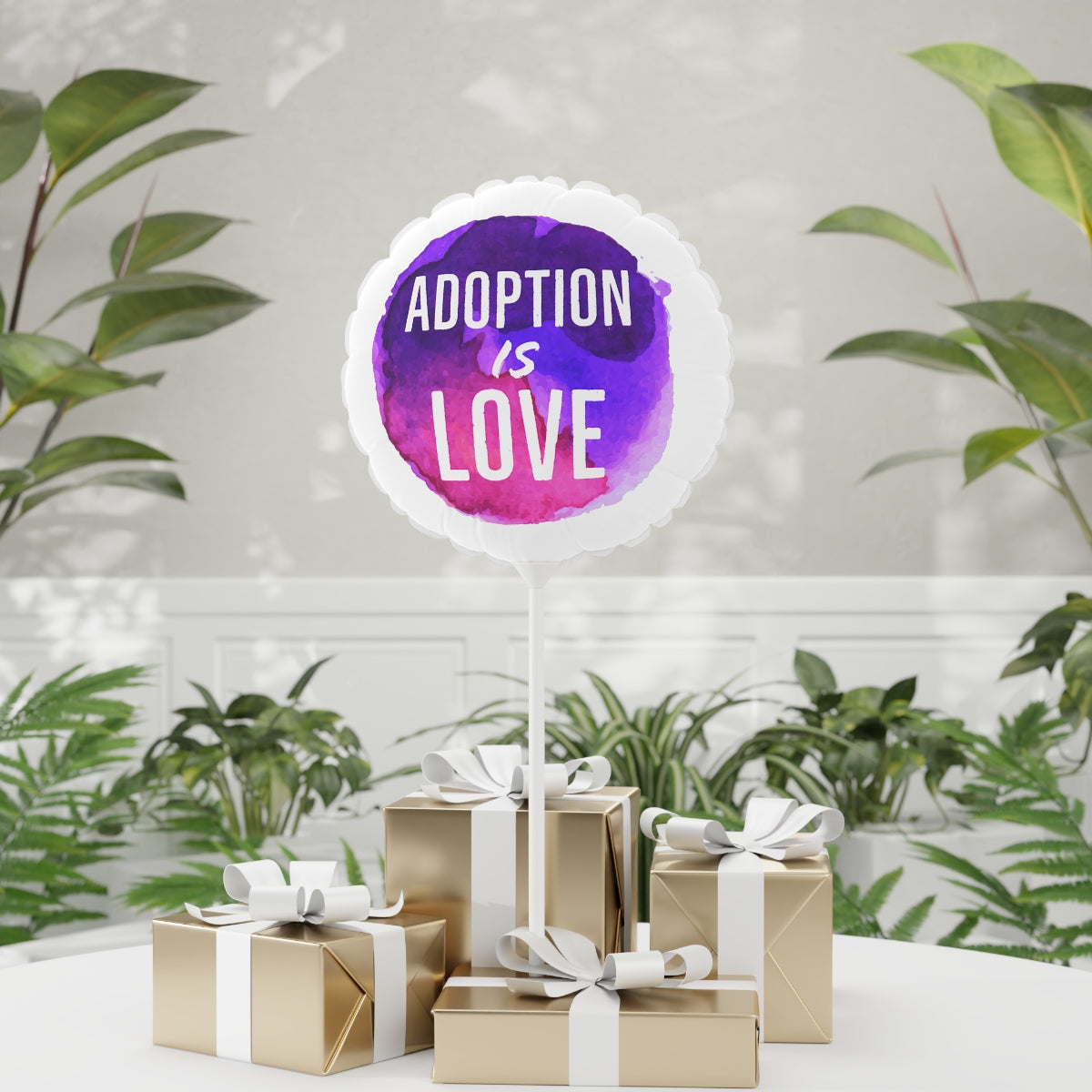 ADOPTION IS LOVE - white Balloon (Round), 11" - Adoption Stuff Store