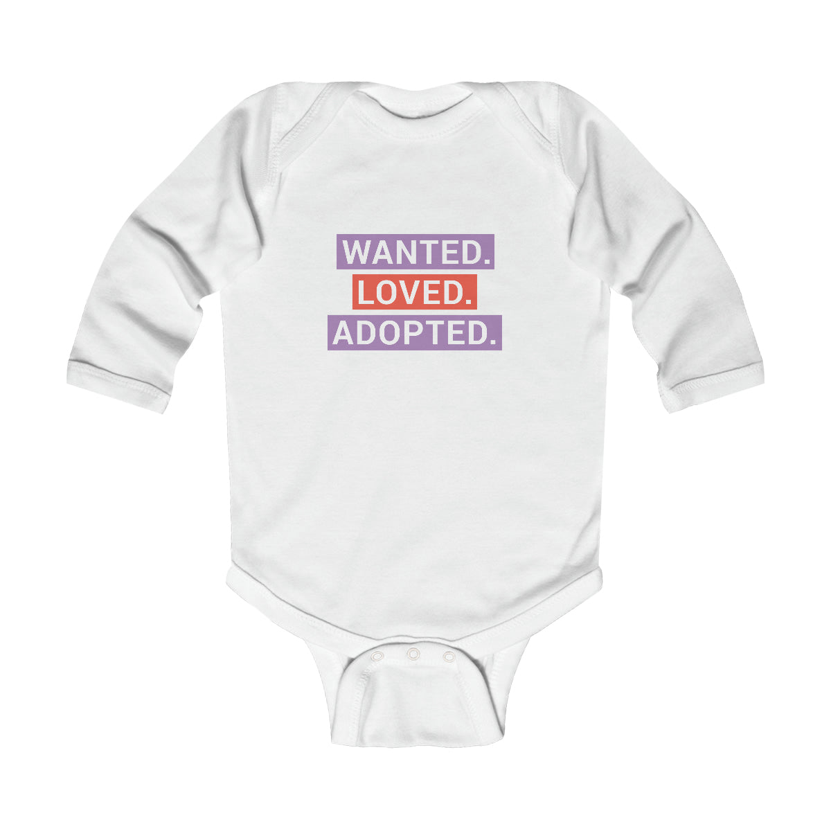 WANTED. LOVED. ADOPTED. - Infant Long Sleeve Bodysuit - Adoption Stuff Store, White / 6M, Kids clothes