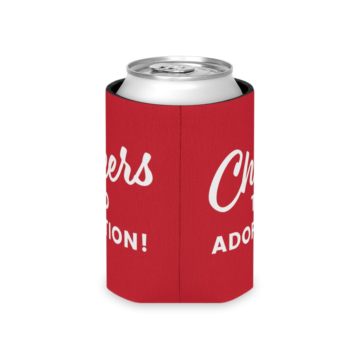 CHEERS TO ADOPTION! - red Can Cooler - Adoption Stuff Store