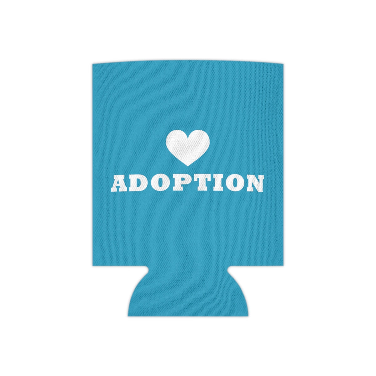 Heart Adoption - simple design on an turquoise Can Cooler - Adoption Stuff Store