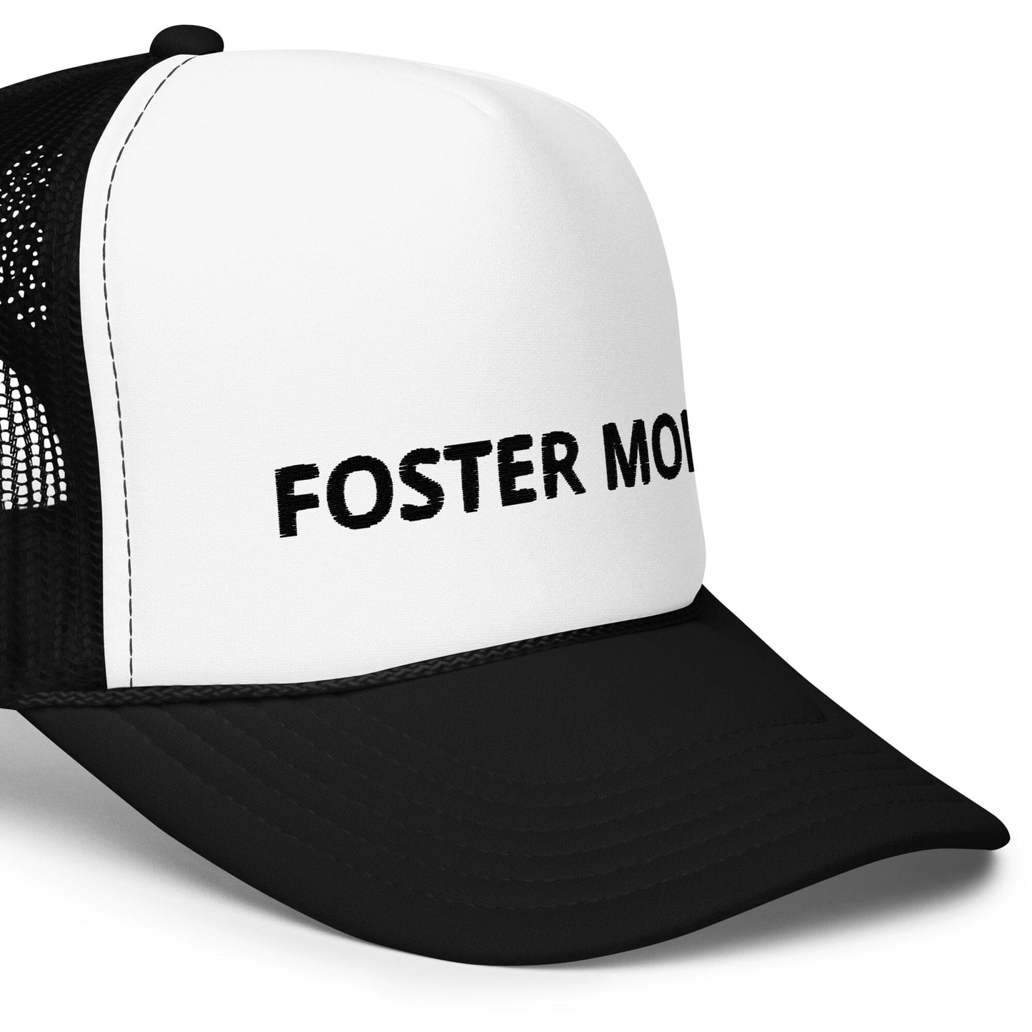 FOSTER MOM - Foam trucker hat Hat Adoption Stuff Store Black / White / Black 