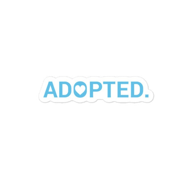 Sticker - Adopted. (with heart) - Bubble-free - Adoption Stuff Store, 3″×3″, Sticker