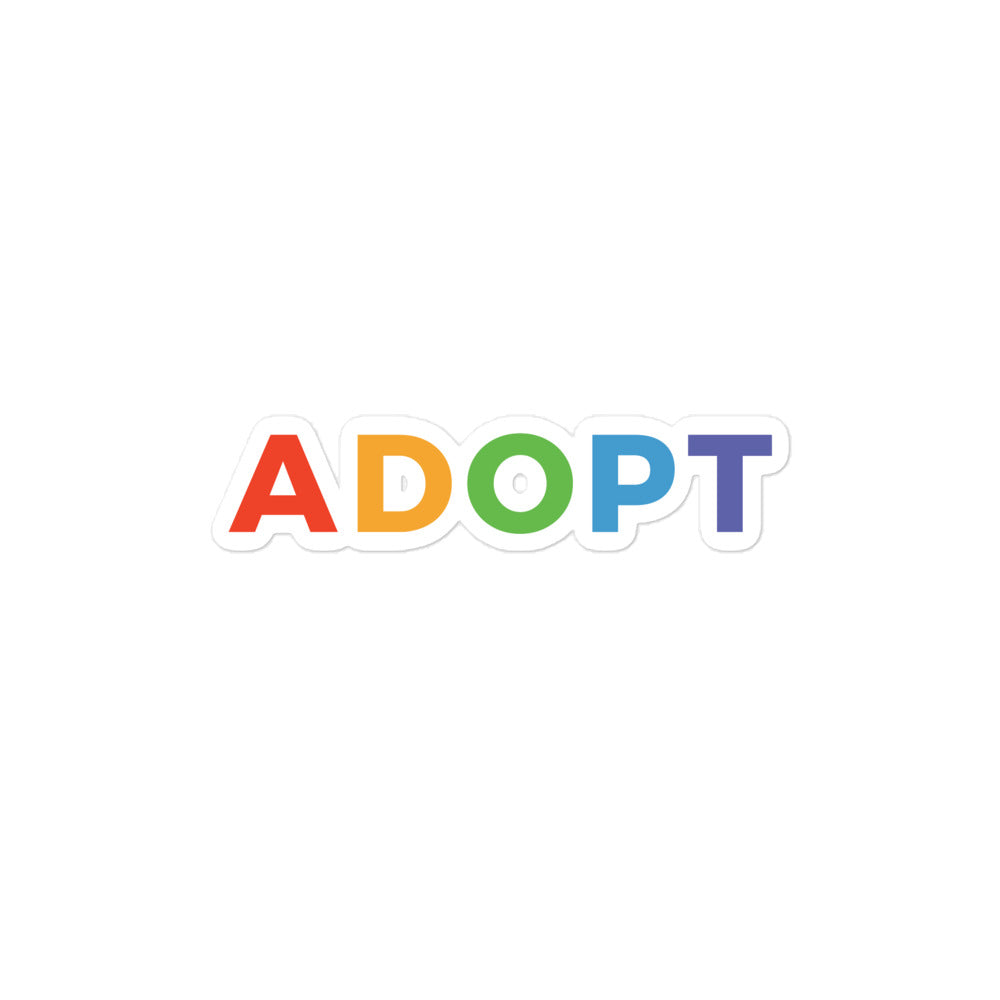 Sticker - ADOPT - Bubble-free - Adoption Stuff Store, 4″×4″, Sticker