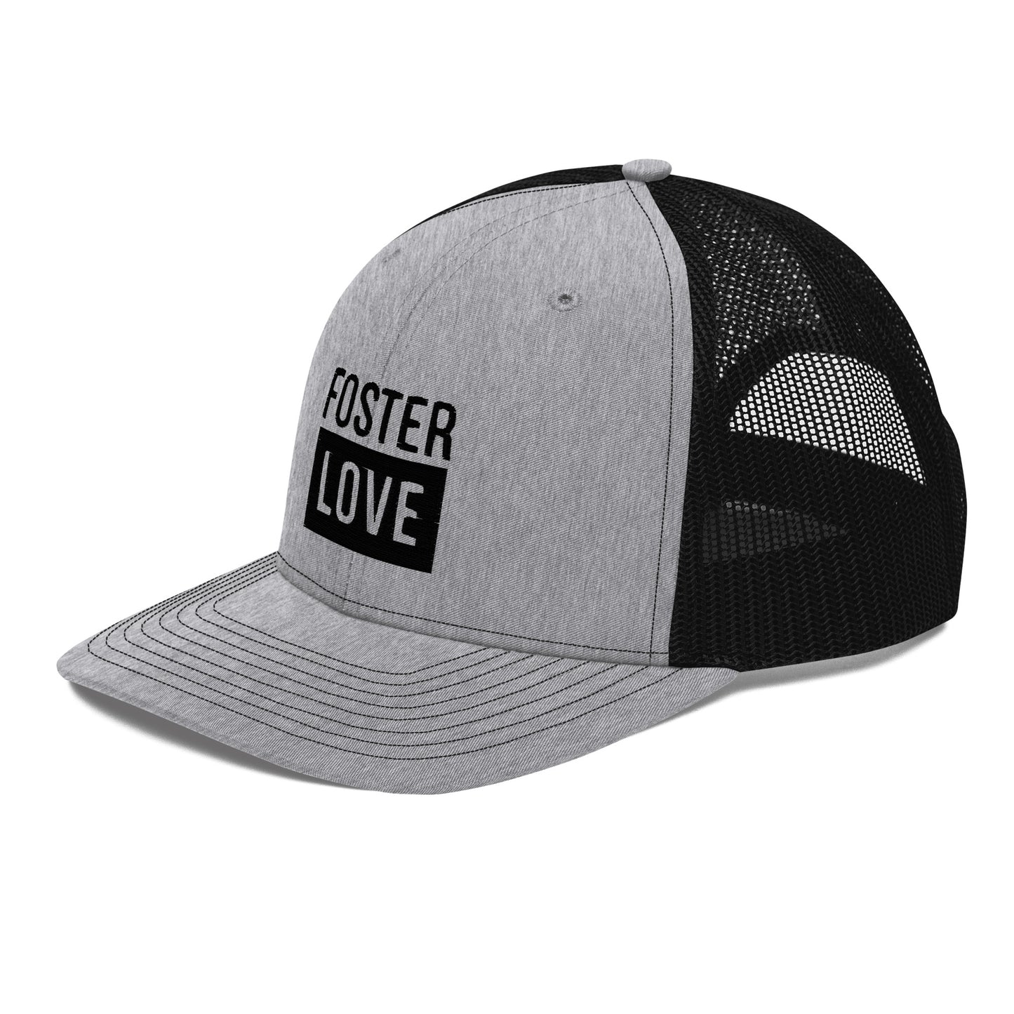 FOSTER LOVE - black embroidery on a Trucker Cap - Adoption Stuff Store