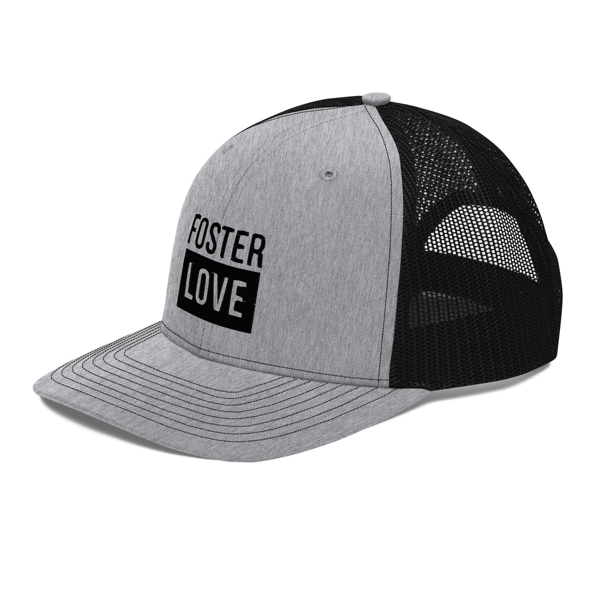 FOSTER LOVE - black embroidery on a Trucker Cap - Adoption Stuff Store