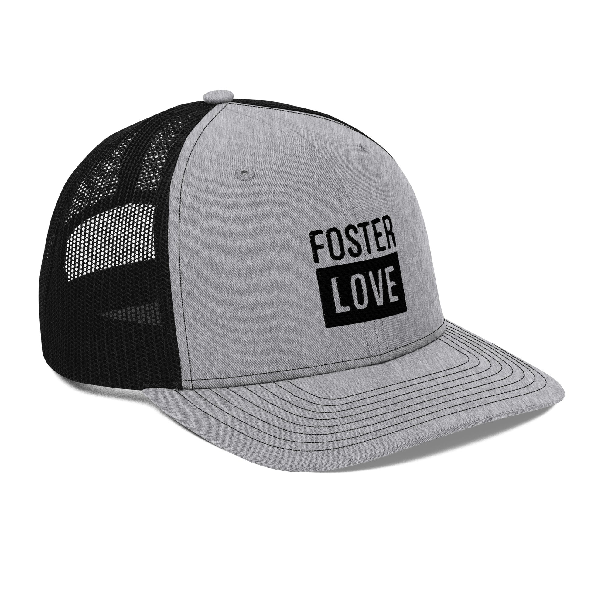 FOSTER LOVE - black embroidery on a Trucker Cap - Adoption Stuff Store