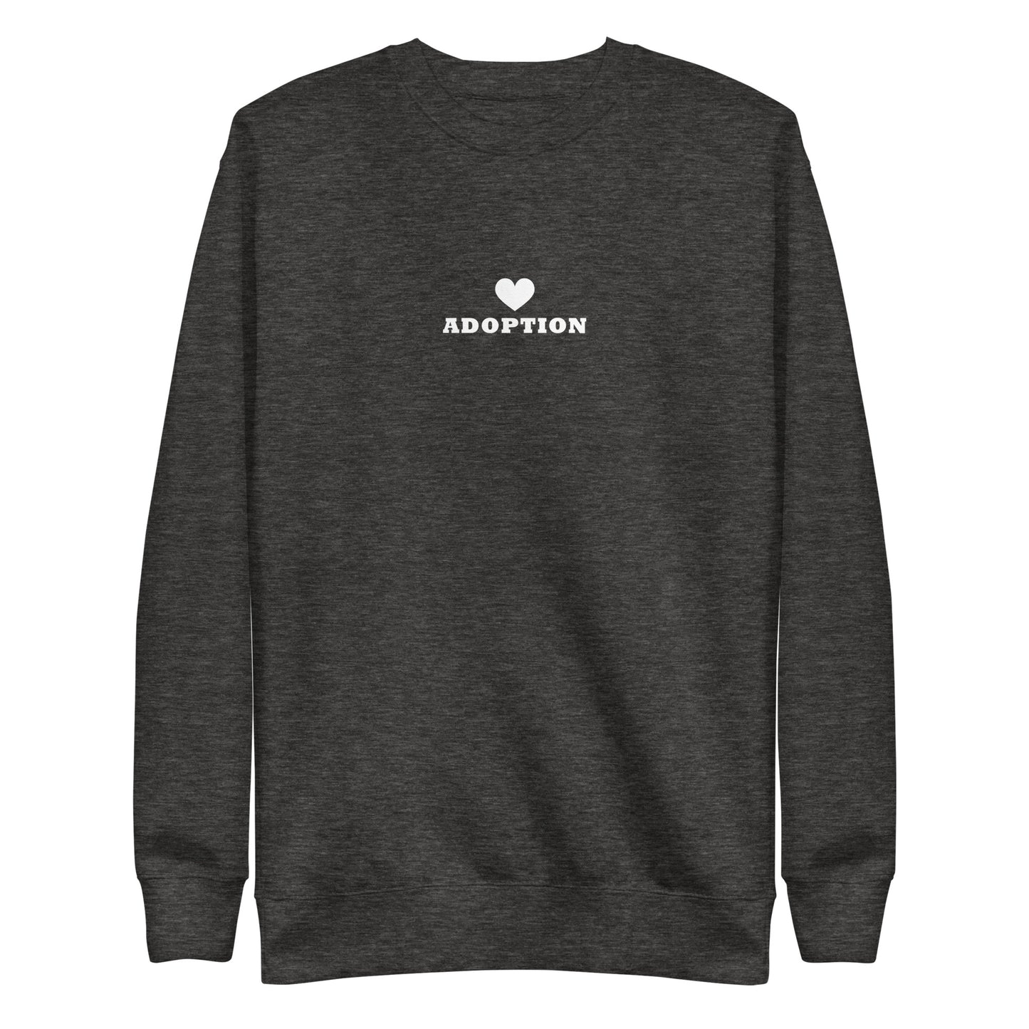 Adoption (heart) - Unisex Premium Sweatshirt - Adoption Stuff Store, Charcoal Heather / S, Sweatshirt