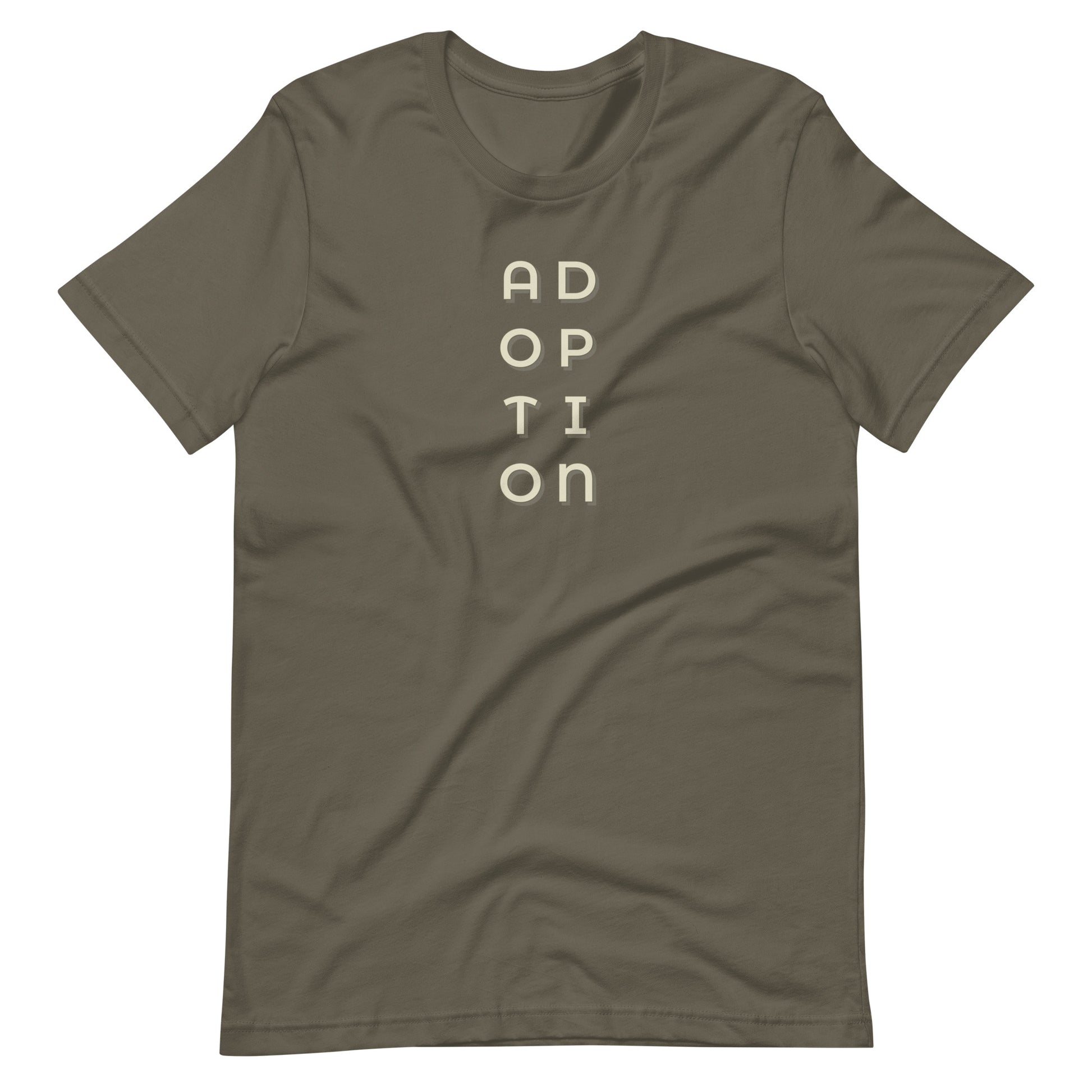 ADOPTION - vertical graphic on Unisex t-shirt - Adoption Stuff Store, Army / S, T-shirt